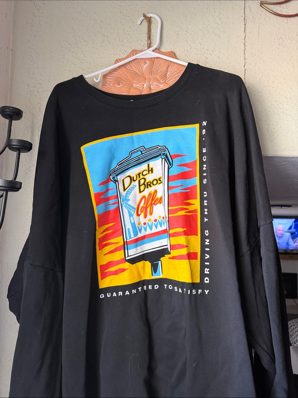 Dutch Bros Black Sweatshirt with Bright Retro Coffee Graphic
